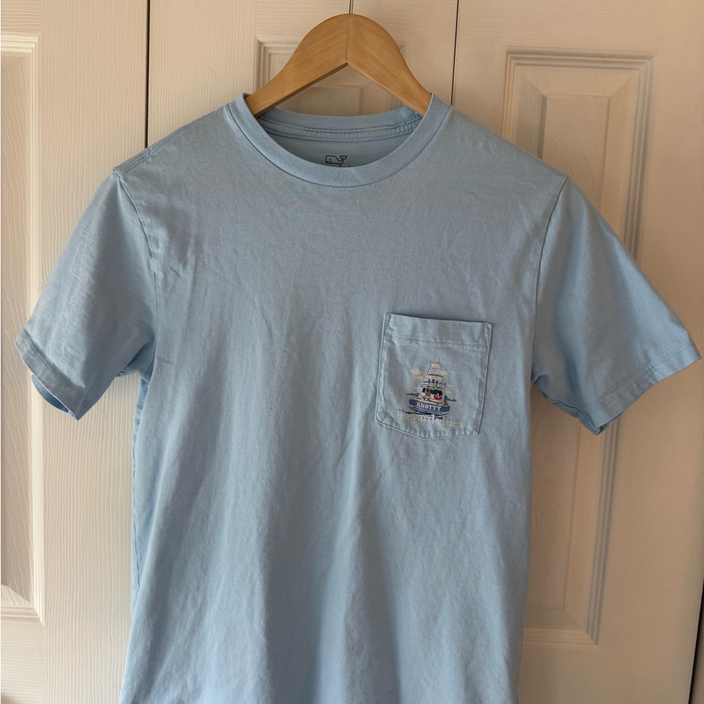 Vineyard Vines Sky Blue Knotty Short Sleeve Santa Tee